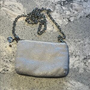 Nine West Metallic Silver Purse with Chain 6" X 4.5"